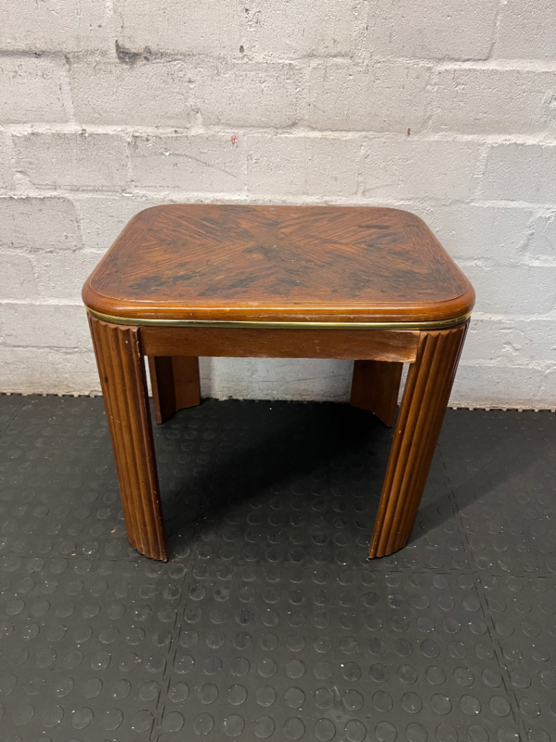 Vintage Wood Side Table - Broken Leg & Finish Wear for Restoration - 2ndhandwarehouse.com