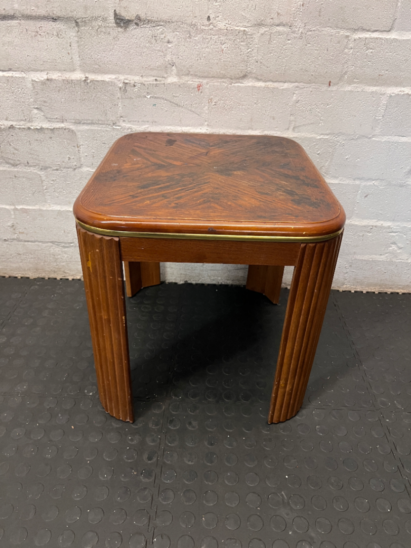 Vintage Wood Side Table - Broken Leg & Finish Wear for Restoration - 2ndhandwarehouse.com