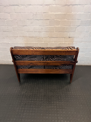 Vintage Wooden 2-Seater Sofa with Zebra Pattern Upholstery - 2ndhandwarehouse.com