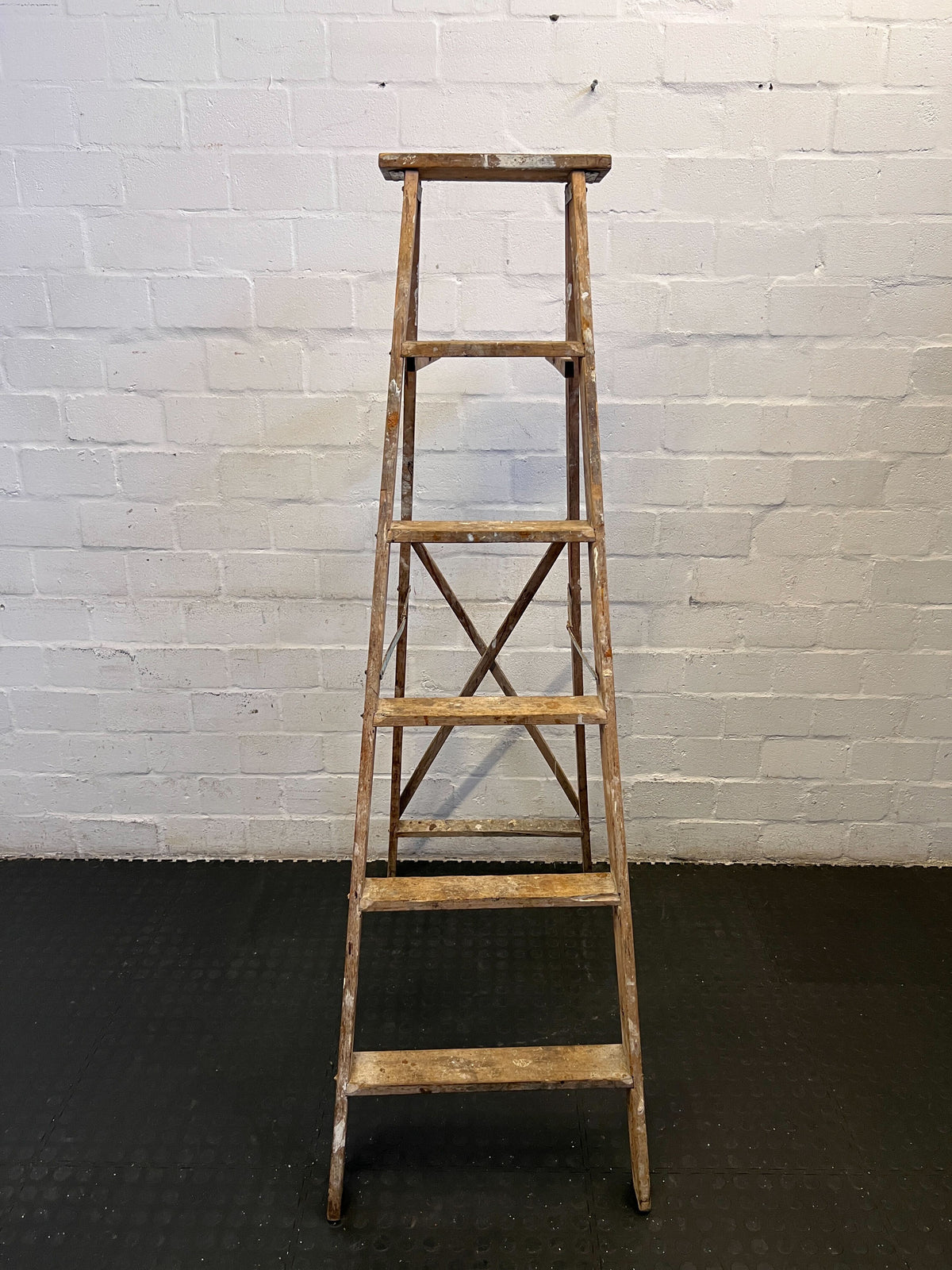 Vintage Wooden A-Frame Ladder – Rustic Charm with Minor Wear