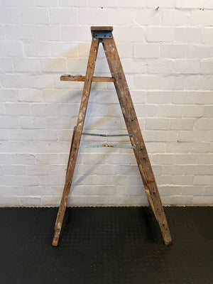 Vintage Wooden A-Frame Ladder – Rustic Charm with Minor Wear