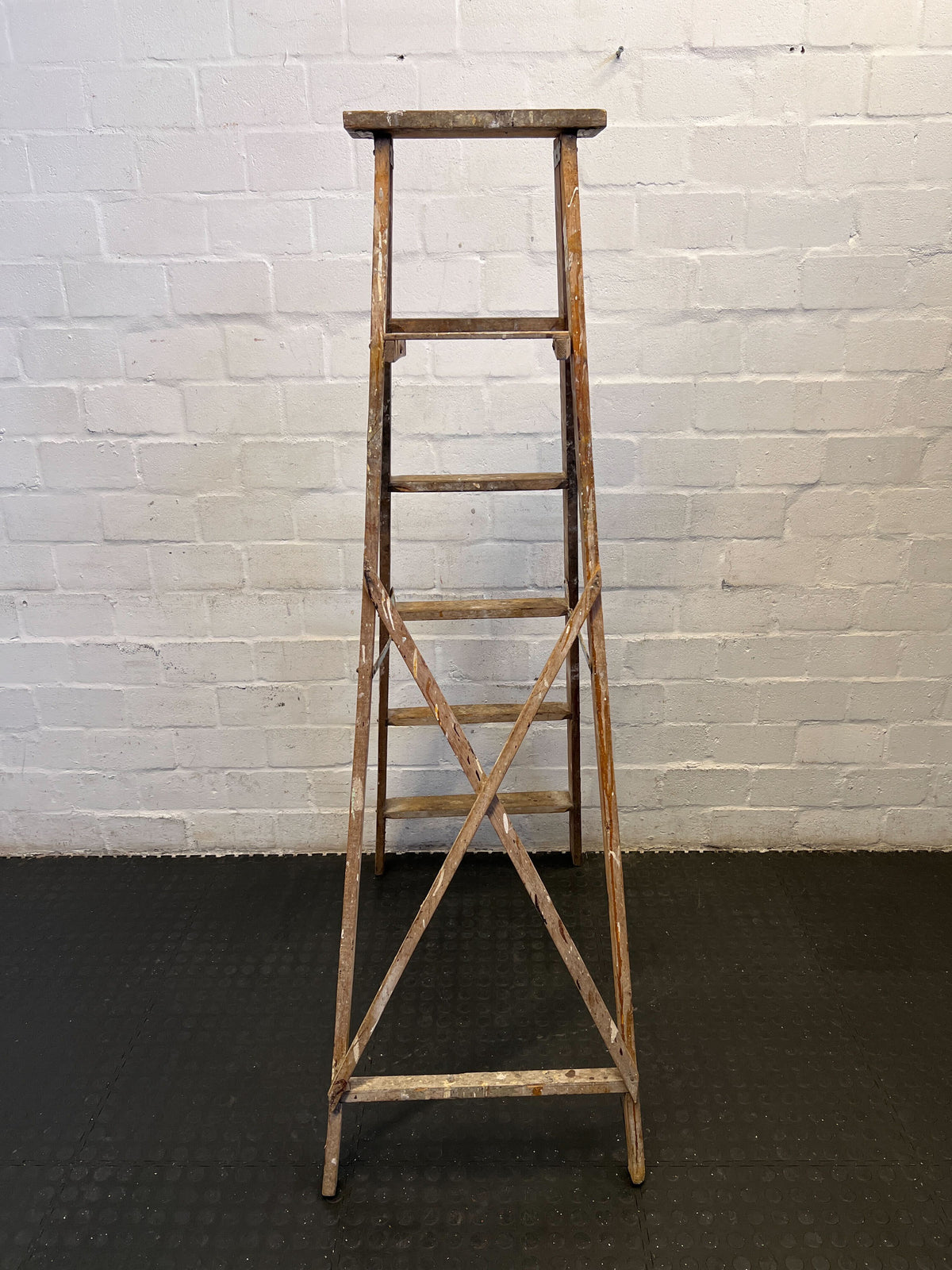 Vintage Wooden A-Frame Ladder – Rustic Charm with Minor Wear