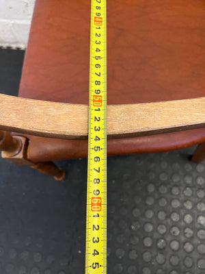 Vintage Wooden Armchair with Brown Upholstered Seat