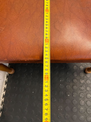 Vintage Wooden Armchair with Brown Upholstered Seat