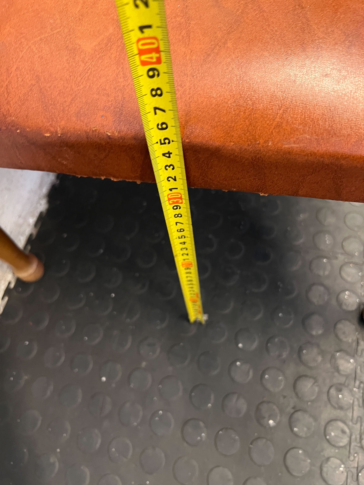 Vintage Wooden Armchair with Brown Upholstered Seat