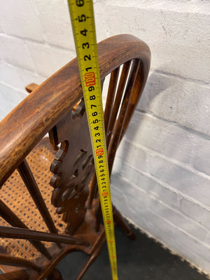 Vintage Wooden Cane Chair with Intricate Design – Slight Wear