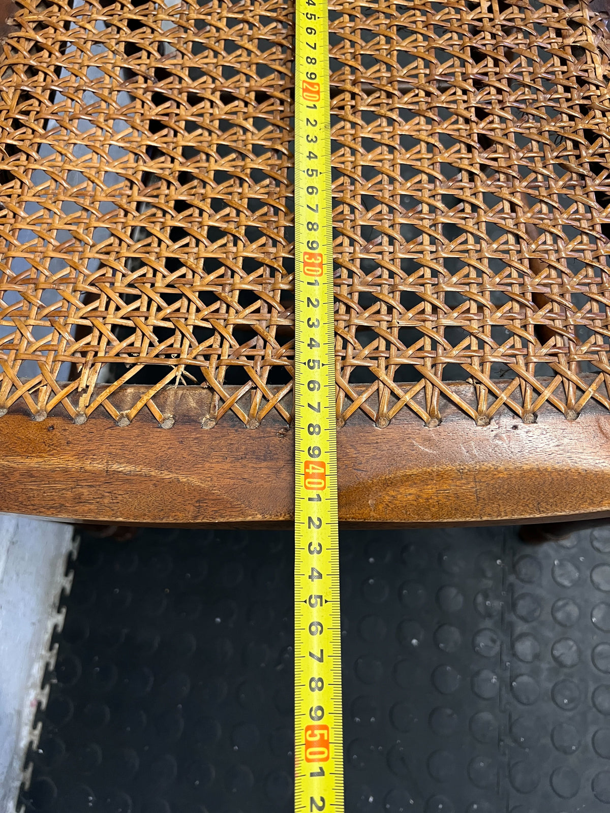 Vintage Wooden Cane Chair with Intricate Design – Slight Wear