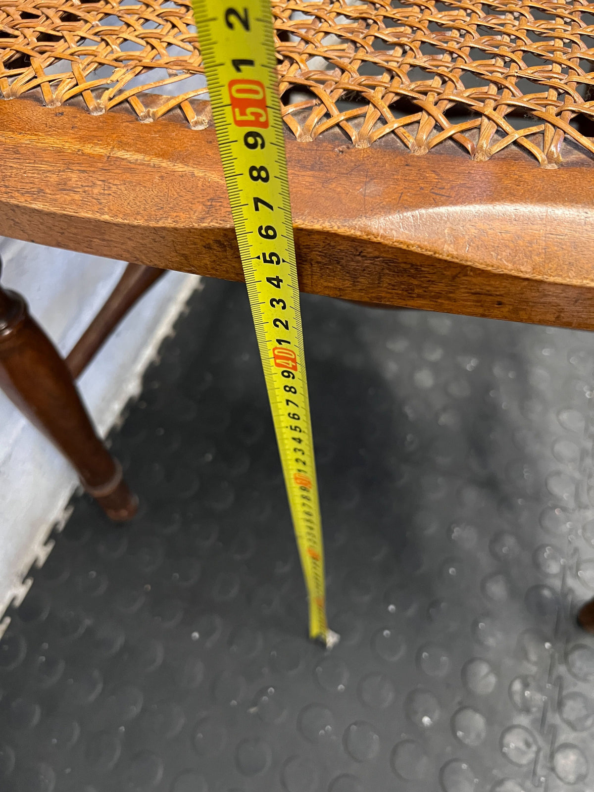 Vintage Wooden Cane Chair with Intricate Design – Slight Wear