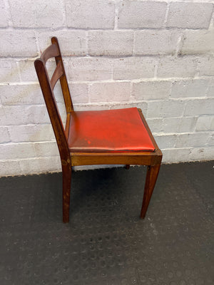 Vintage Wooden Chair with Red Upholstery and Minor Wear - 2ndhandwarehouse.com