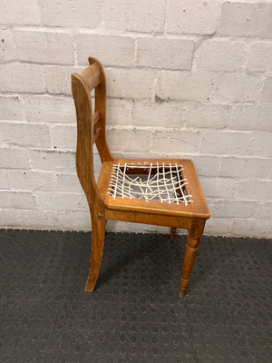 Vintage Wooden Dining Chair with Turned Detail — Damaged Riempie