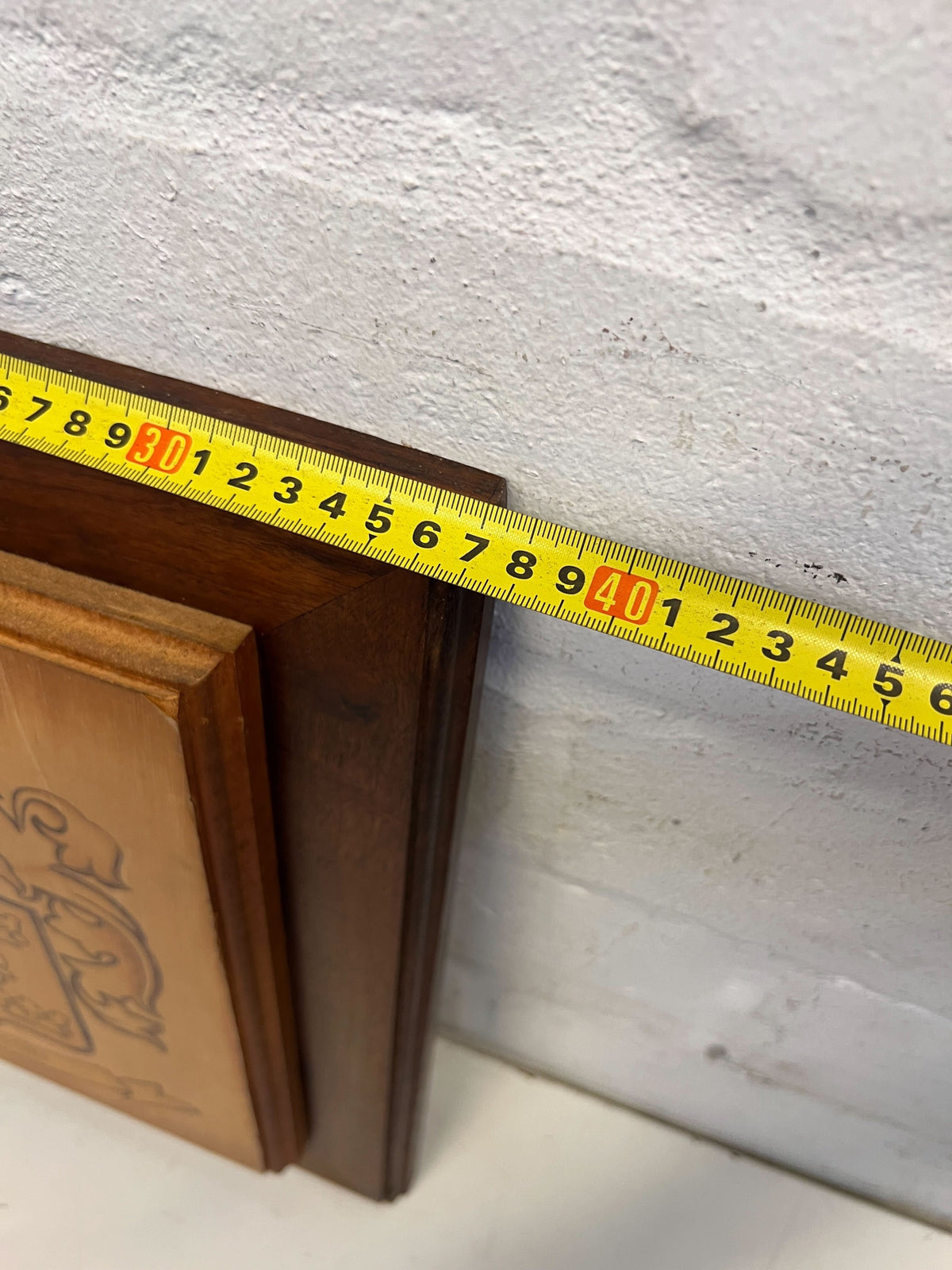 Vintage Wooden Family Crest Plaque - Basson Engraving