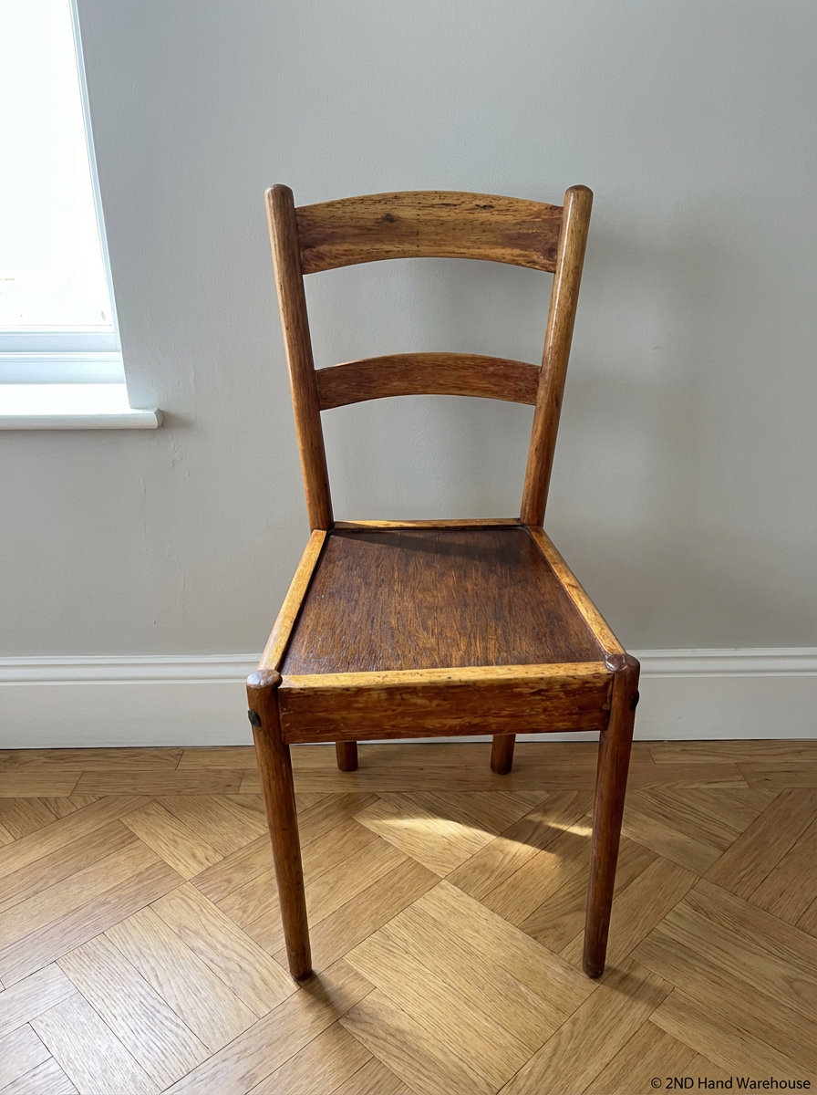 Vintage Wooden Ladder-Back Dining Chair - 2ndhandwarehouse.com