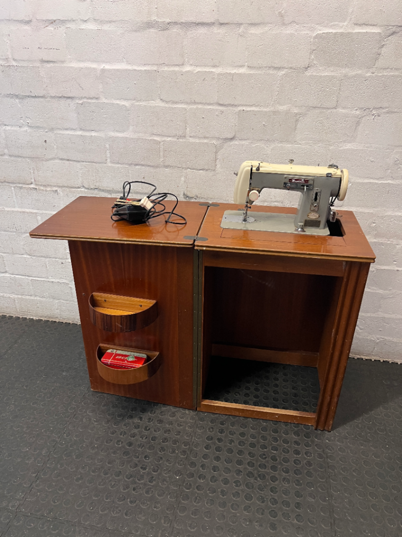 Vintage Wooden Sewing Machine Cabinet — Loose Cable Connection and Loose Stitching