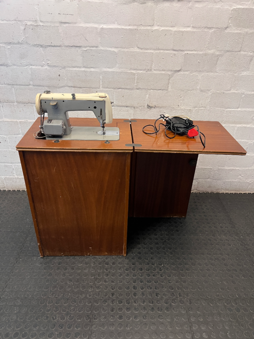 Vintage Wooden Sewing Machine Cabinet — Loose Cable Connection and Loose Stitching