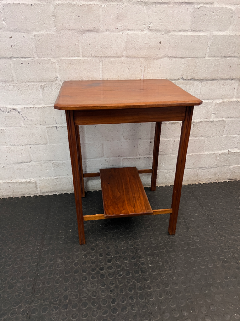 Classic Wooden Side Table with Lower Shelf