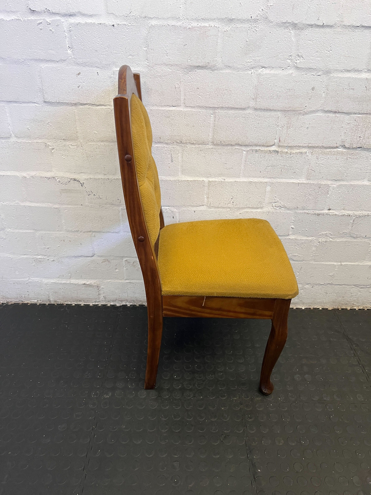 Vintage Yellow Upholstered Dining Chair with Wooden Frame - PRICE DROP - 2ndhandwarehouse.com