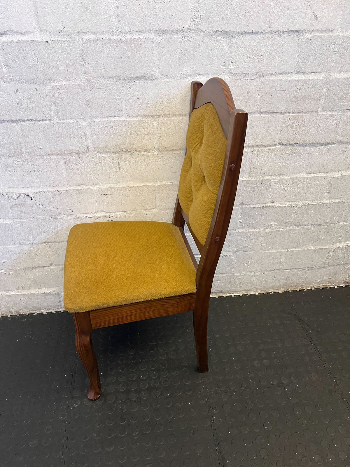 Vintage Yellow Upholstered Dining Chair with Wooden Frame - PRICE DROP - 2ndhandwarehouse.com