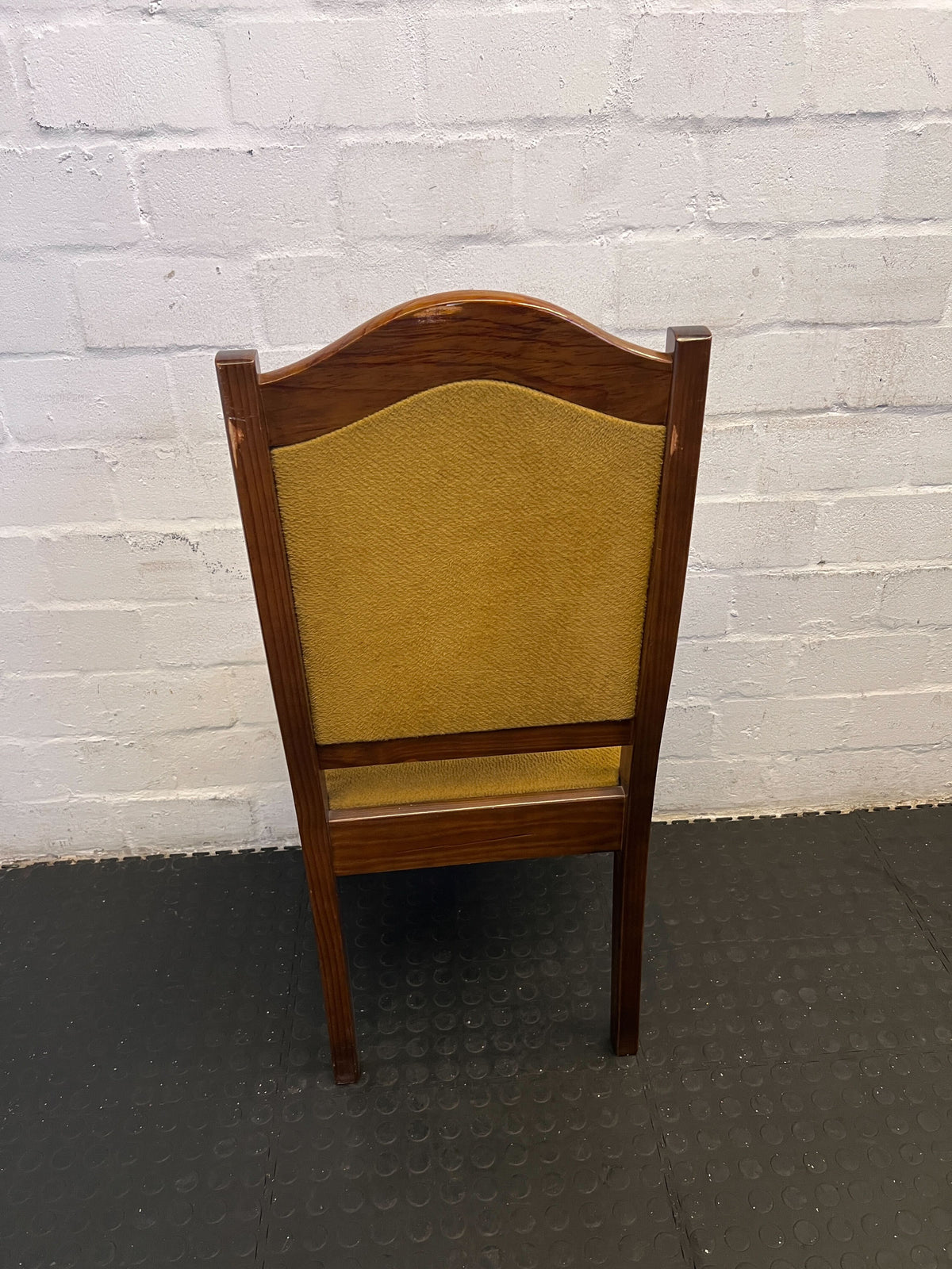 Vintage Yellow Upholstered Dining Chair with Wooden Frame - PRICE DROP - 2ndhandwarehouse.com