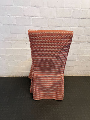 Vintage Zigzag Pattern Dining Chair - Orange & Cream Fabric - PRICE DROP - 2ndhandwarehouse.com