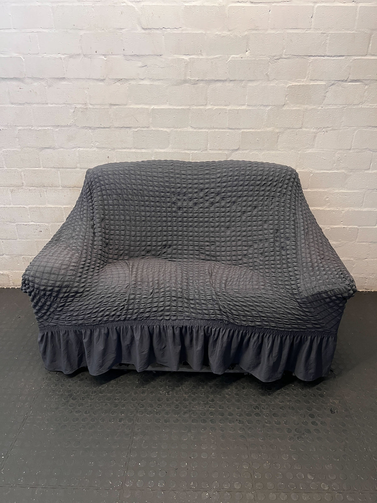 Well-Loved Black 2-Seater Sofa - Upcycle Project! - Damaged heavily - 2ndhandwarehouse.com
