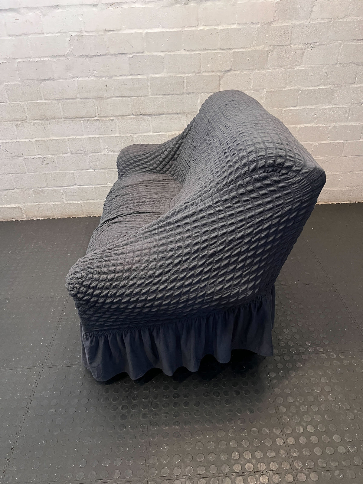 Well-Loved Black 2-Seater Sofa - Upcycle Project! - Damaged heavily - 2ndhandwarehouse.com