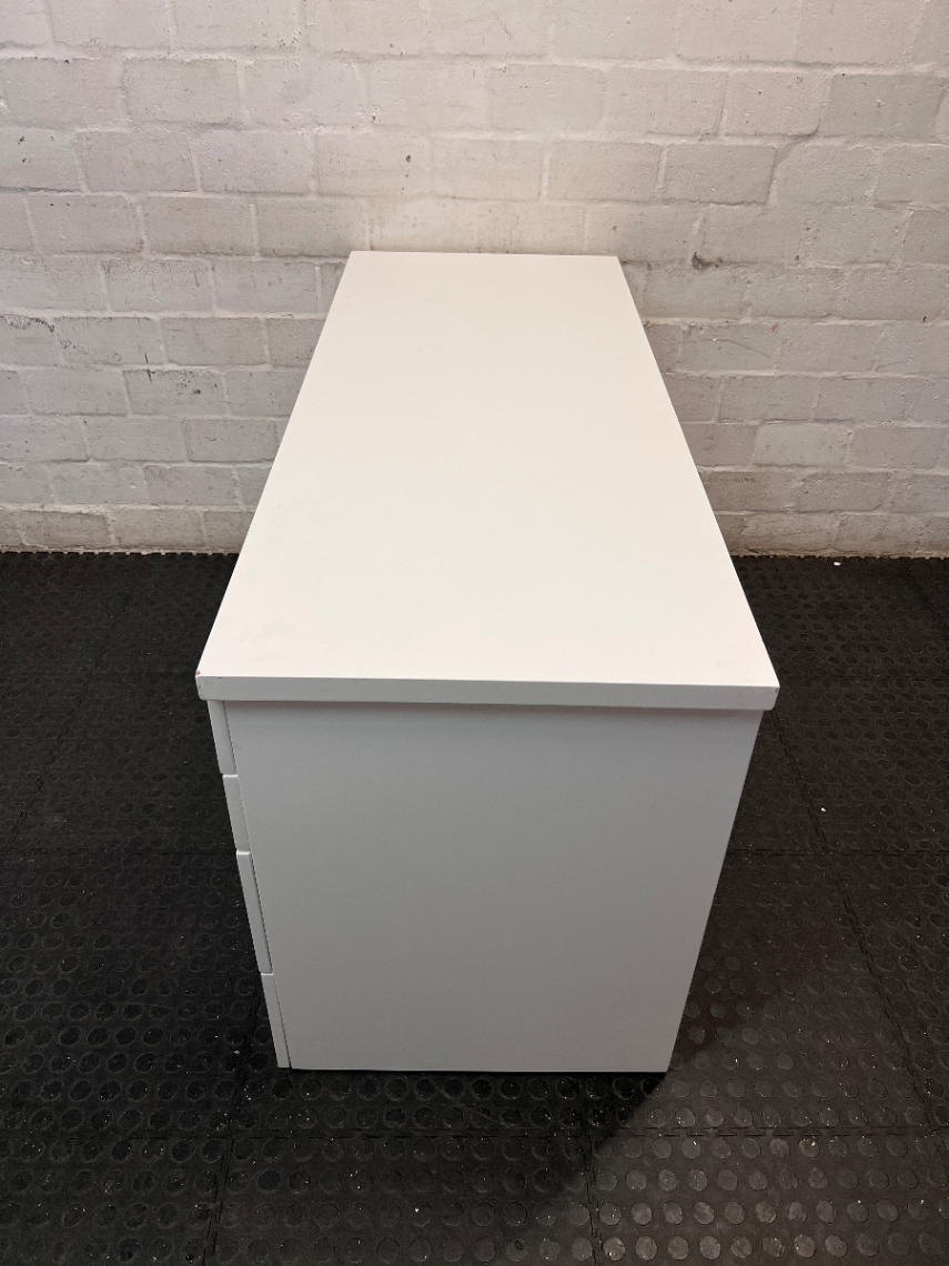White 8-Drawer Dressing Table with Integrated Handles — Visible Surface Scratches