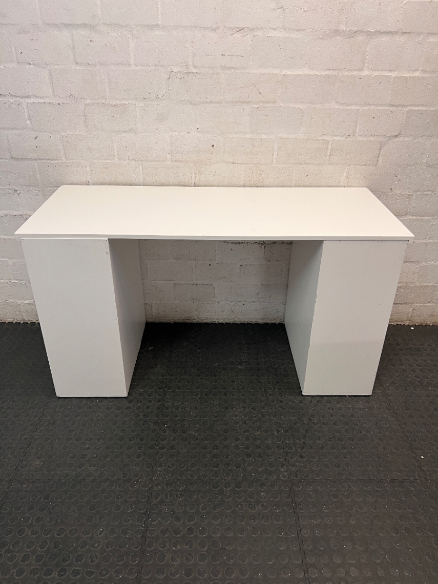 White 8-Drawer Dressing Table with Integrated Handles — Visible Surface Scratches