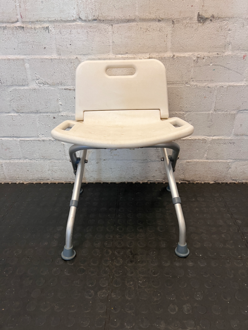 White Adjustable Shower Chair - Fair Condition with Soap Residue - 2ndhandwarehouse.com
