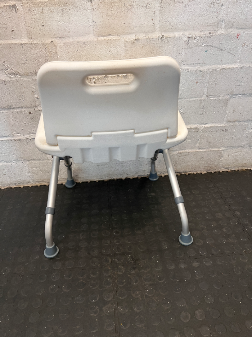 White Adjustable Shower Chair - Fair Condition with Soap Residue - 2ndhandwarehouse.com