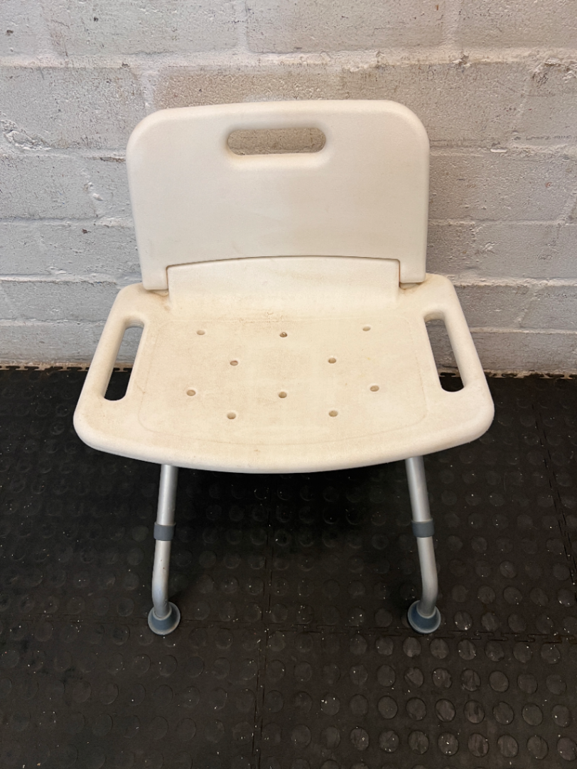 White Adjustable Shower Chair - Fair Condition with Soap Residue - 2ndhandwarehouse.com