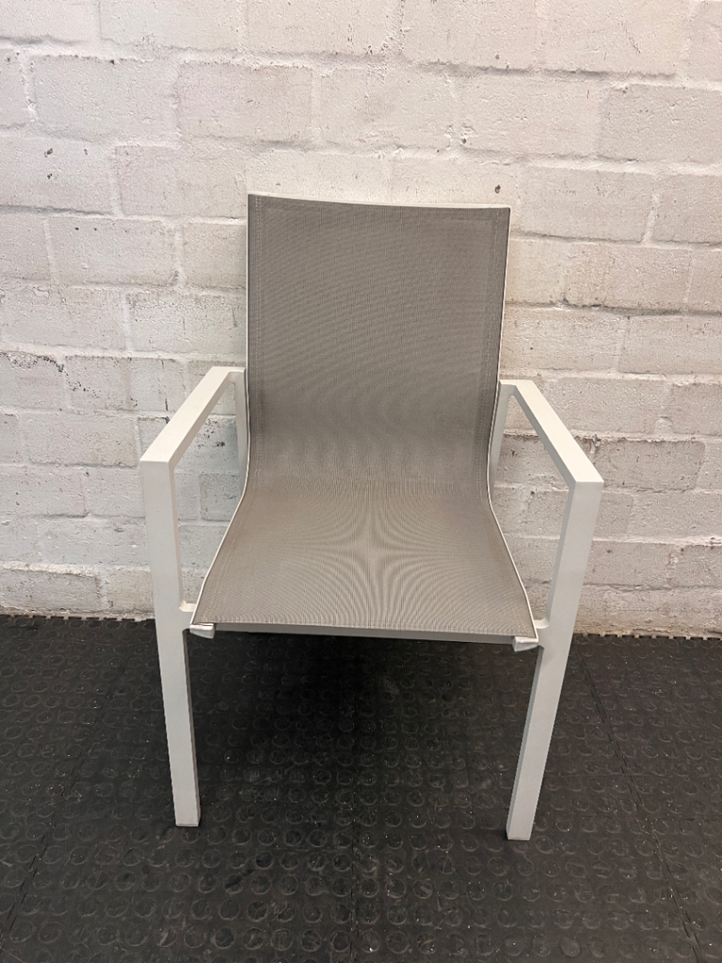 White Aluminium and Grey Mesh Outdoor Chair