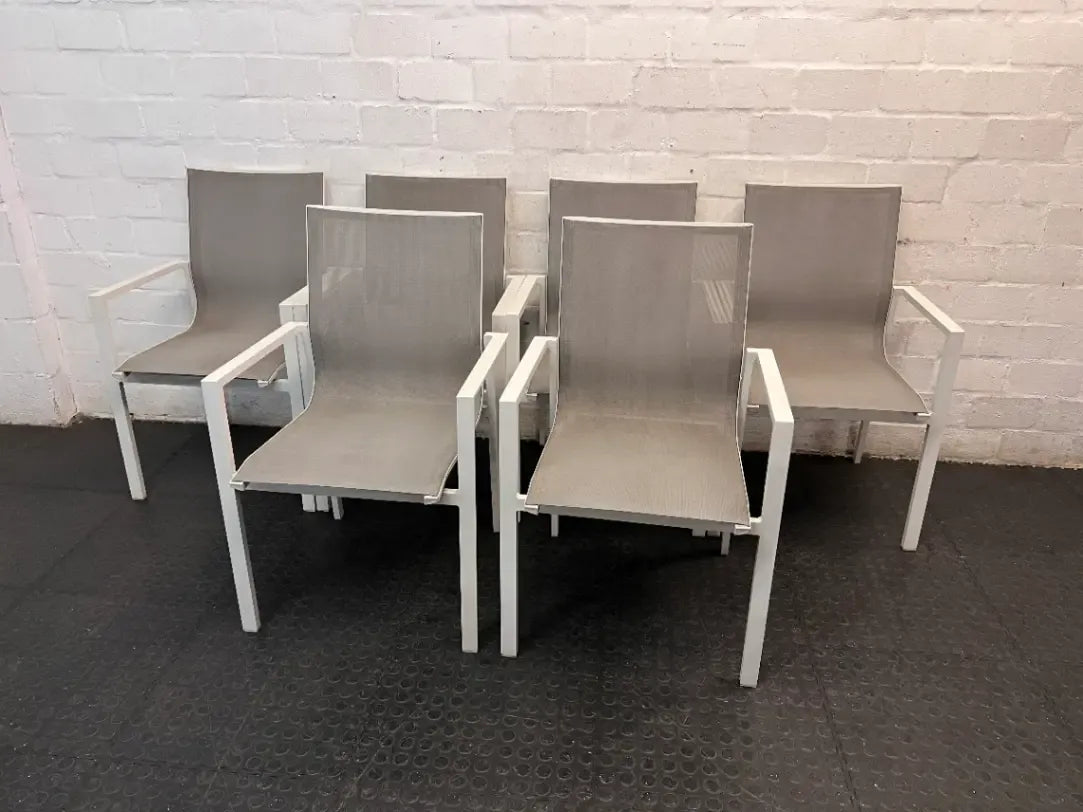 White Aluminium and Grey Mesh Outdoor Chair
