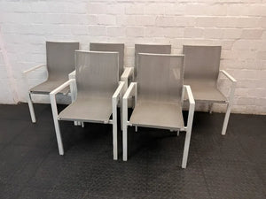White Aluminium and Grey Mesh Outdoor Chair