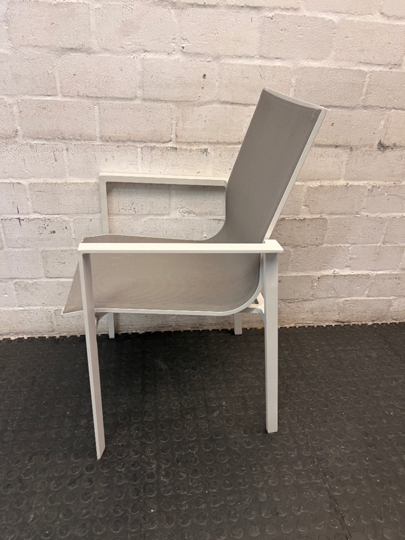 White Aluminium and Grey Mesh Outdoor Chair