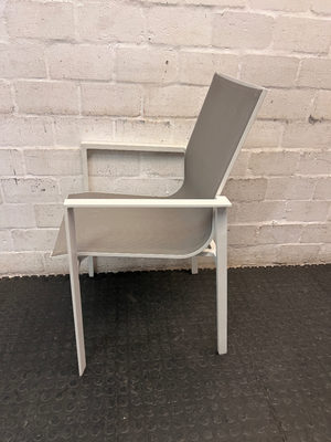 White Aluminium and Grey Mesh Outdoor Chair
