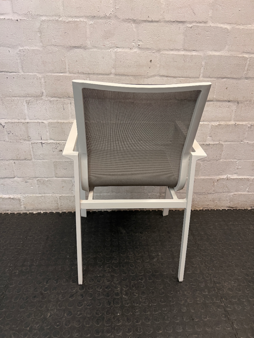 White Aluminium and Grey Mesh Outdoor Chair