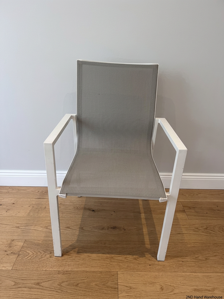 White Aluminium and Grey Mesh Outdoor Chair