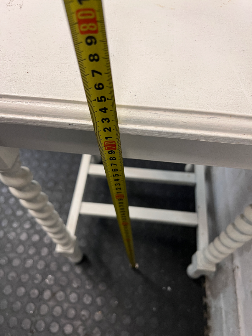 White Side Table with Barley Twist Legs — Fair Condition with Visible Wear