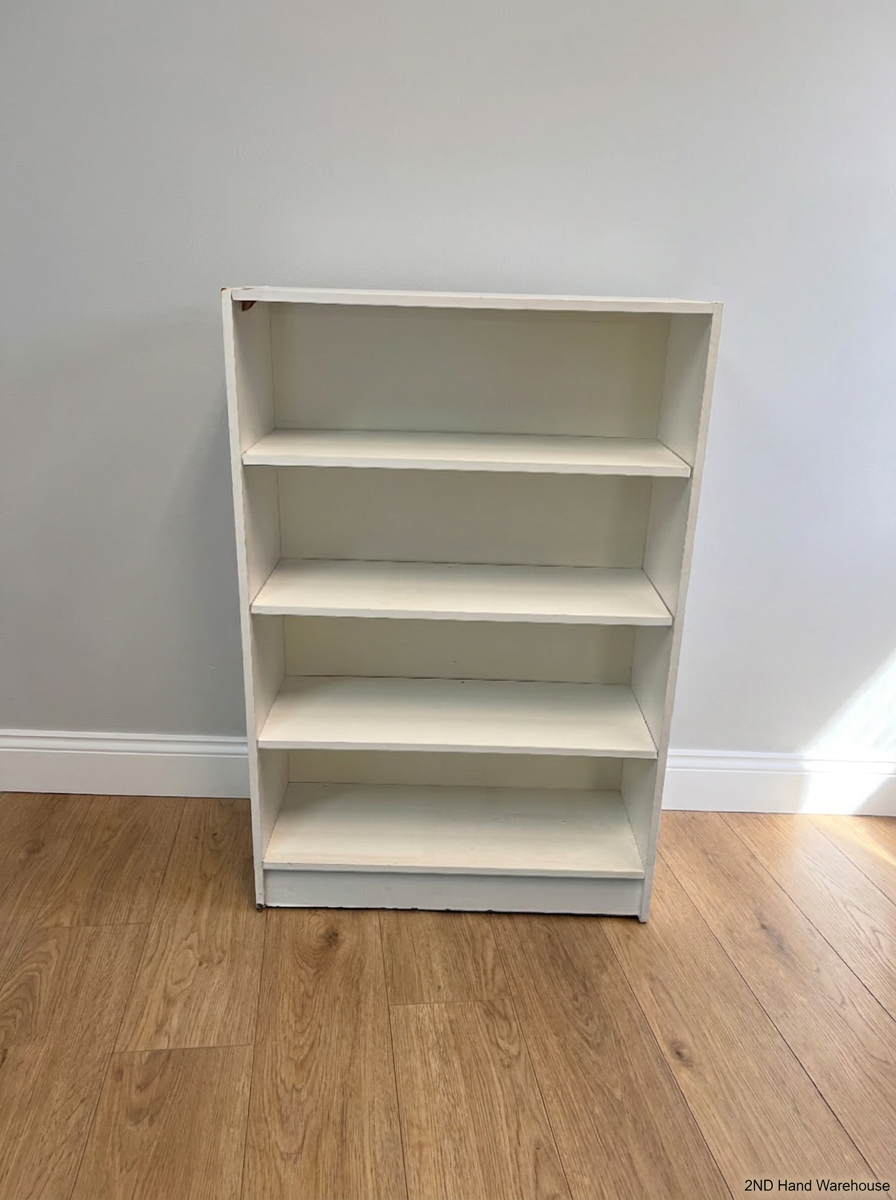 White Four-Shelf Bookcase — Structural Damage; Unable to Stand I - 2ndhandwarehouse.com