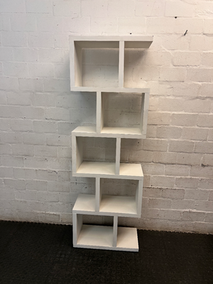 White Geometric S-Shaped Wooden Bookshelf — Good Working Order