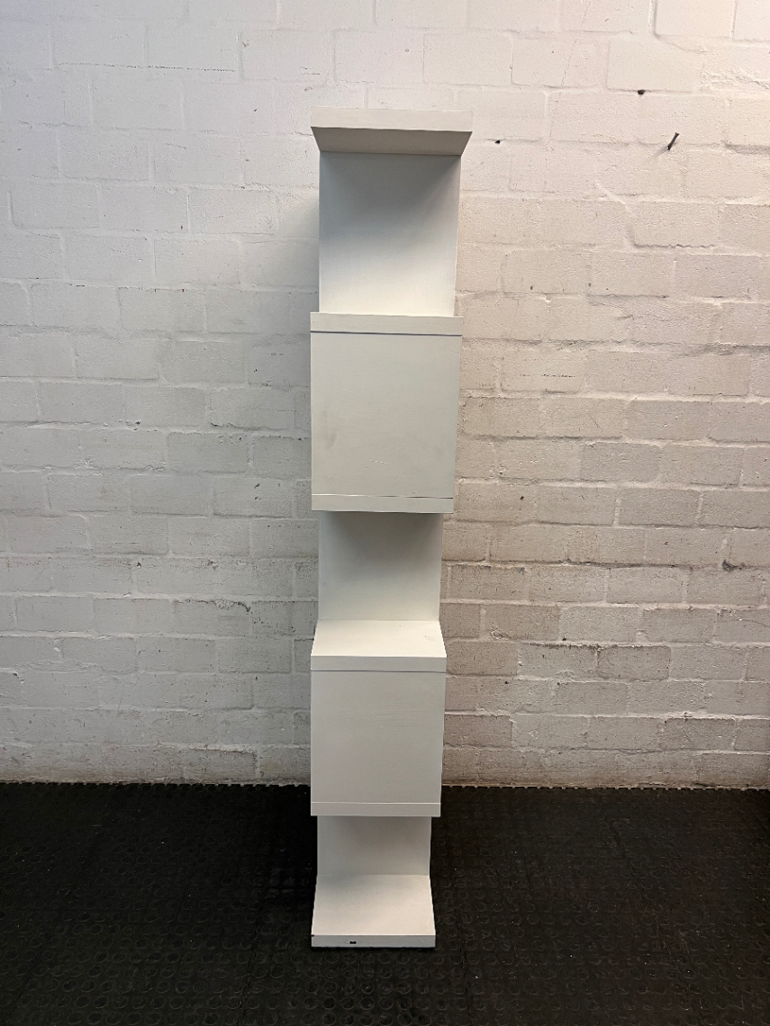 White Geometric S-Shaped Wooden Bookshelf — Good Working Order