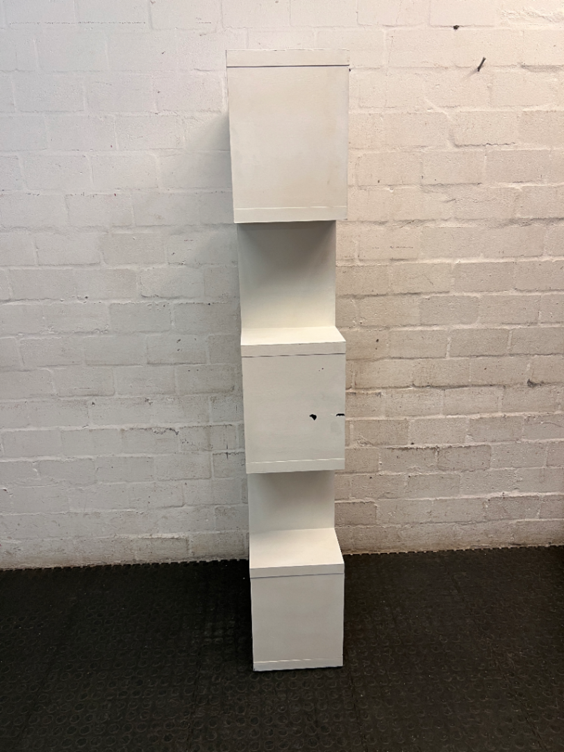 White Geometric S-Shaped Wooden Bookshelf — Good Working Order