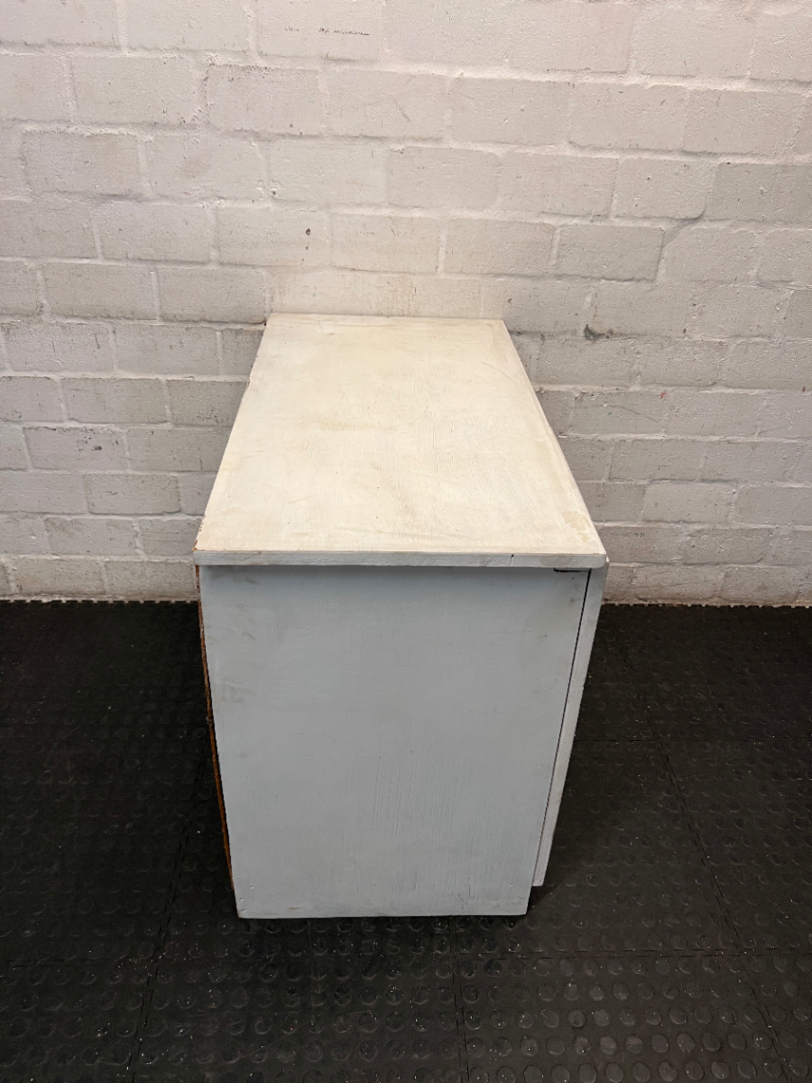White Hardwood Cupboard and Drawer Unit — Fair Condition