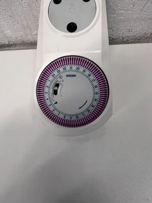 White Mechanical Timer Switch with Purple Dial