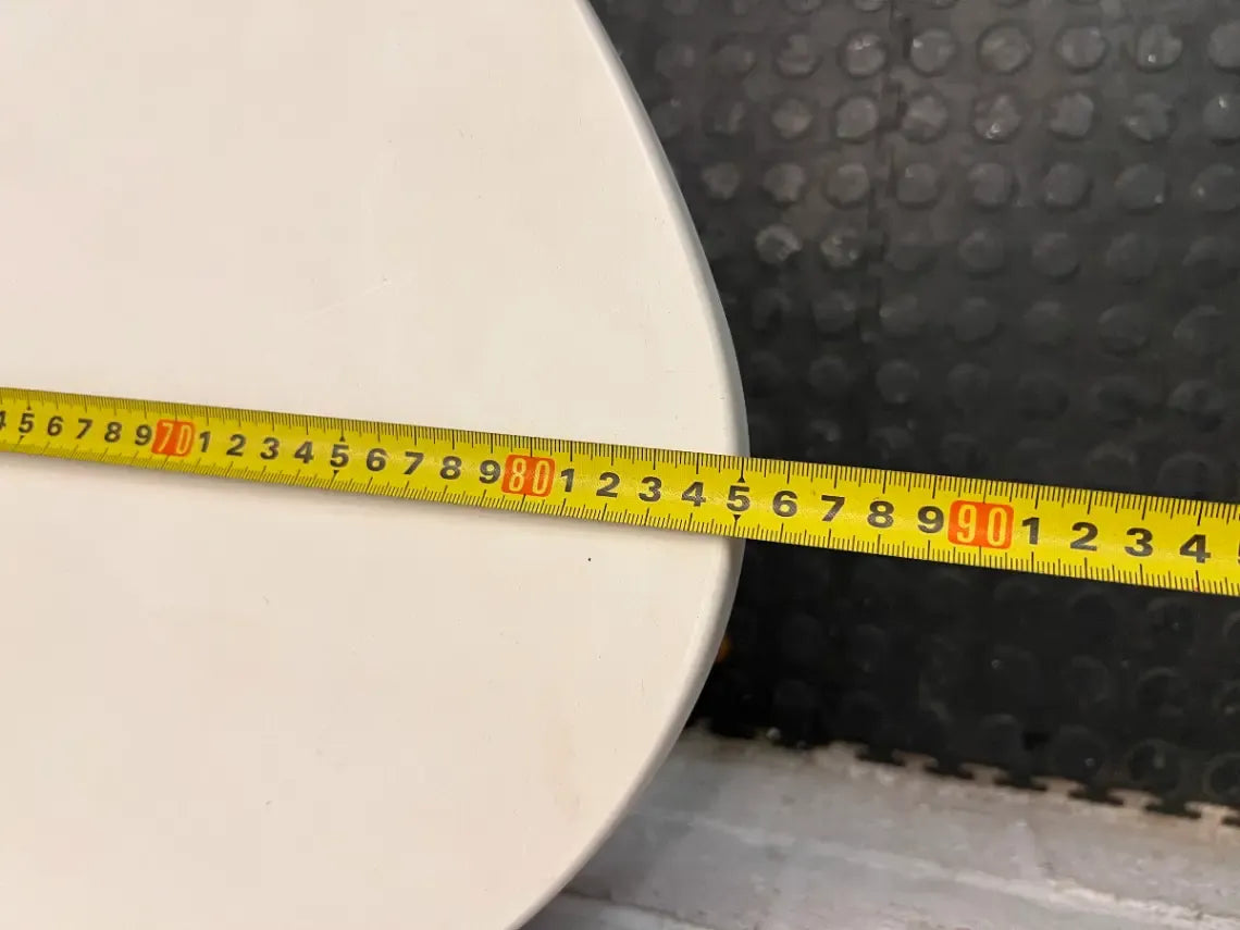 White Organic Top Side Table with Wooden Tripod Legs — Good Working Order