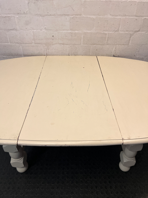 White Oval Dining Table with Turned Legs — Well Used Condition