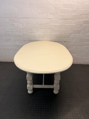 White Oval Dining Table with Turned Legs — Well Used Condition