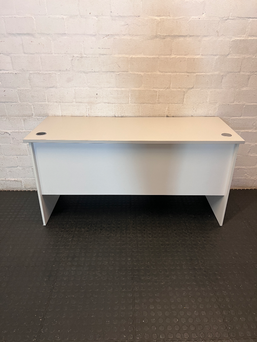 White Rectangular Office Desk with Cable Grommets - 2ndhandwarehouse.com