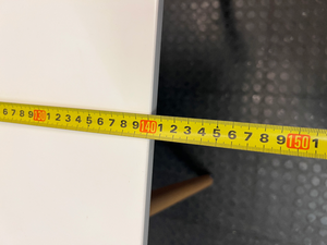 White Rectangular Table with Tapered Wooden Legs — Fair Used Condition