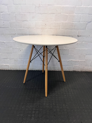 White Round Dining Set with 4 Chairs - Fair Condition - 2ndhandwarehouse.com